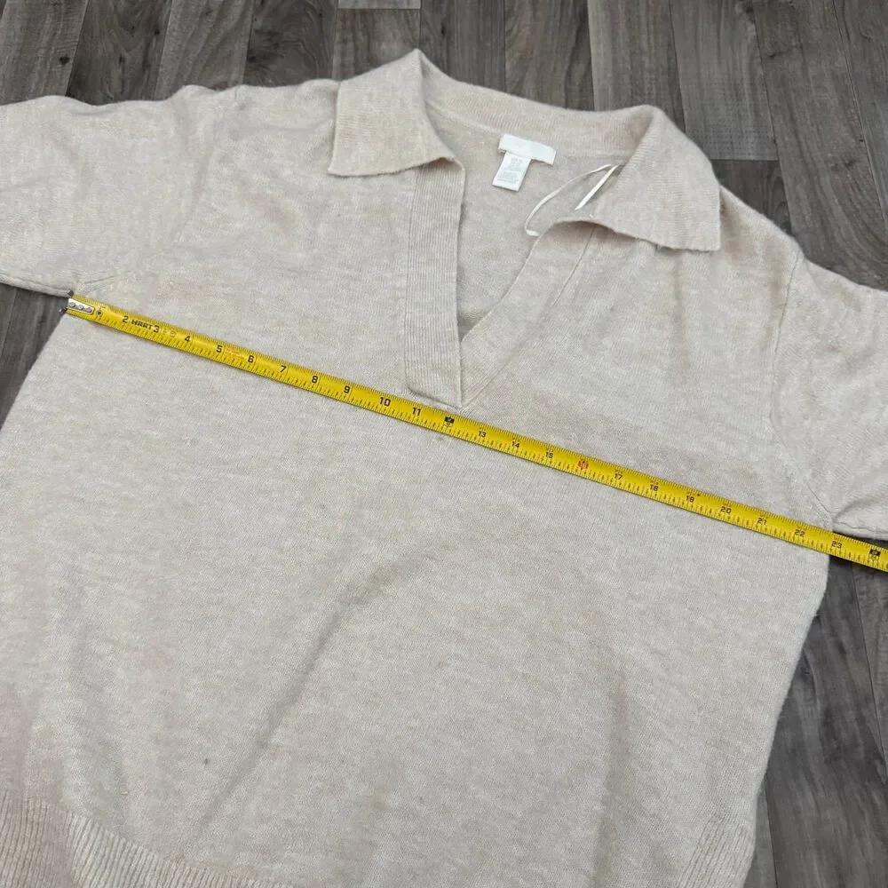 H&M wool blend collared oatmeal neutral knit oversized sweater
